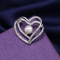 Weiman Jewelry Factory Price Imitation Pearl and Crystal Heart Brooch Pins in Gold or Silver Plated