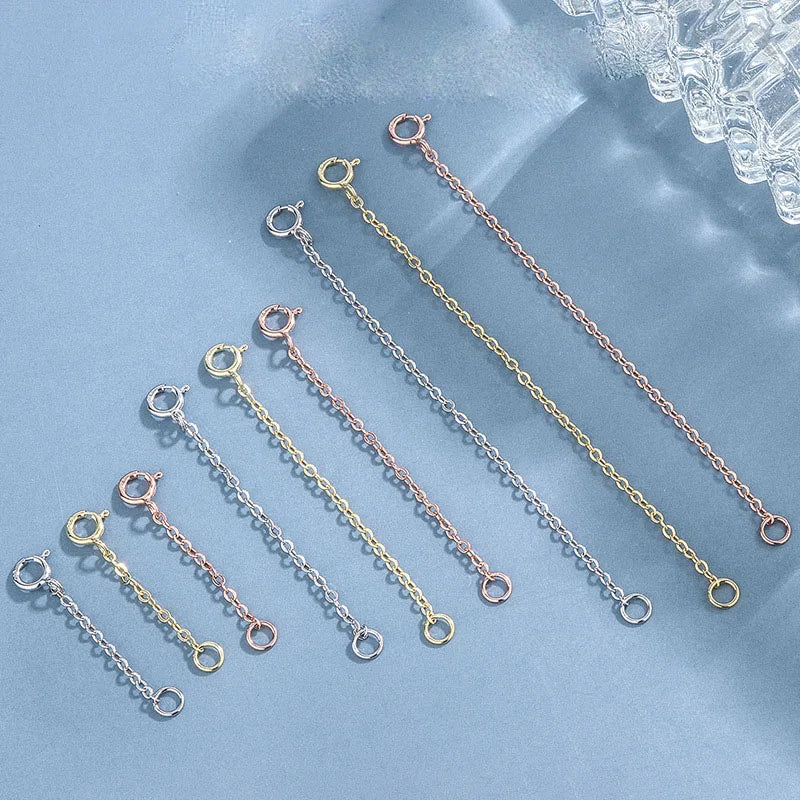 3cm 5cm 8cm 10cm 12cm 15cm Extension Chain with Spring Clasp 925 Sterling Silver Extension Chain for Jewelry Making