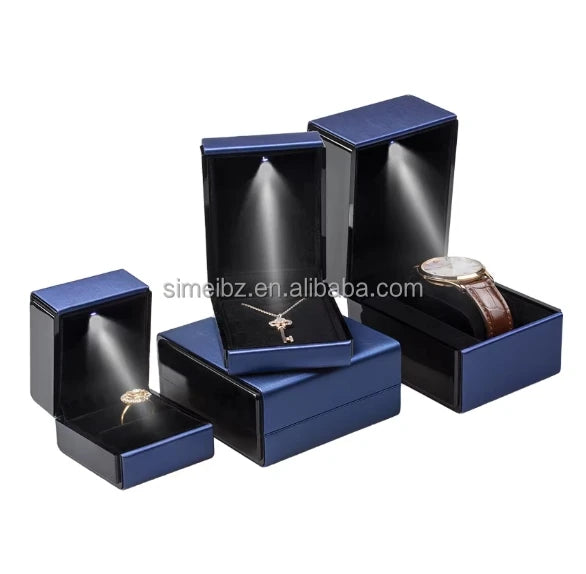 In Stock LED Square Jewelry Packaging Box with Recycled Materials Sponge Lining Light for Bracelet