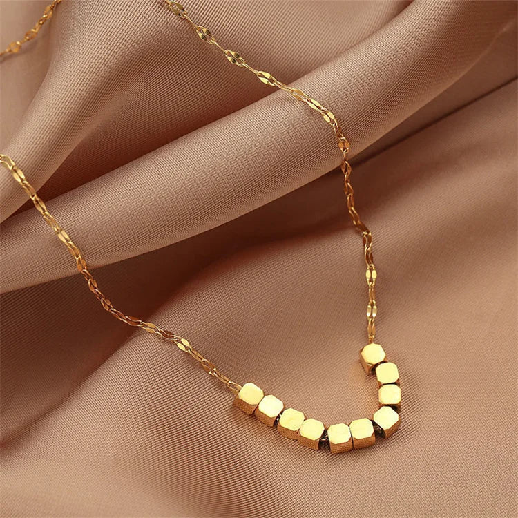 Wholesale New Stainless Steel Waterproof Women Simple Fashion Jewelry Square Geometric Pendant Necklace