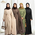 Custom Muslim Modest Kimono Fashion Plus Size Dubai Maxi Abaya 3pcs Set Turkish Dresses Islamic Clothing Wholesale