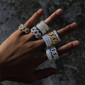 Fine Jewelry Iced Out Hip Hop Cuban Link Ring Gold Plated 925 Sterling Silver VVS Moissanite Diamond Finger Band Ring for Men