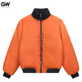 High Visibility Orange Padded Bomber Jacket - Warm Winter Coat for Streetwear & Casual Daily Wear