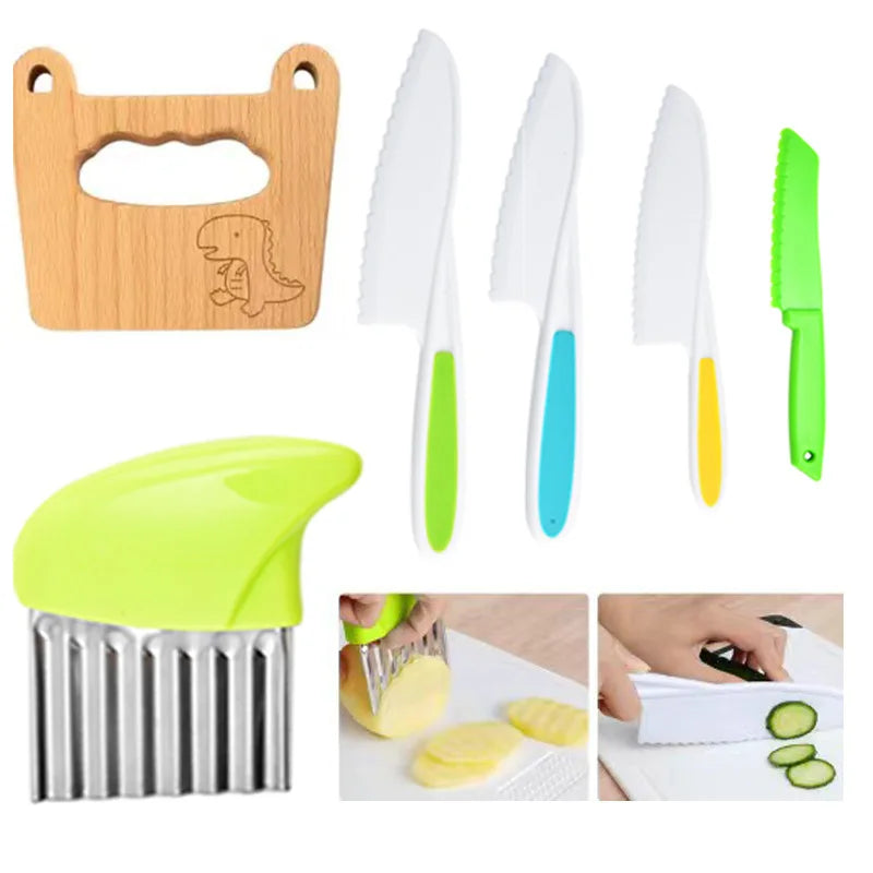 Plastic Children's Knife Set Kindergarten Early Learning Children's Knife Doesn't Hurt Hands Serrated Cake Tray Fruit Knife