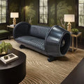 OEM ODM Foshan Supplier Aviation Furniture Retro Vintage Black Metal Aluminium Hotel Home Bar Waiting Room Genuine Leather Sofa