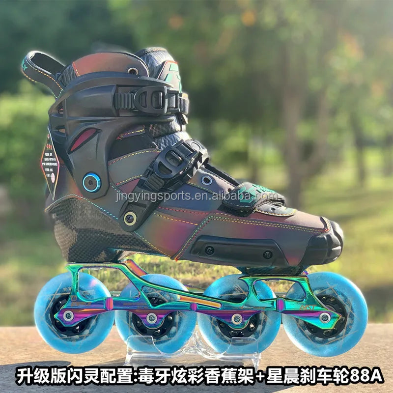 Adult Carbon Fiber Flat Flower Roller Outdoor Skate Shoes