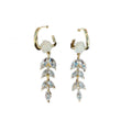 Fashion Gold Plated Leaf Rose Flower Earrings Jewelry Bling Rhinestone Tassel Leaf Dangle Earrings for Women
