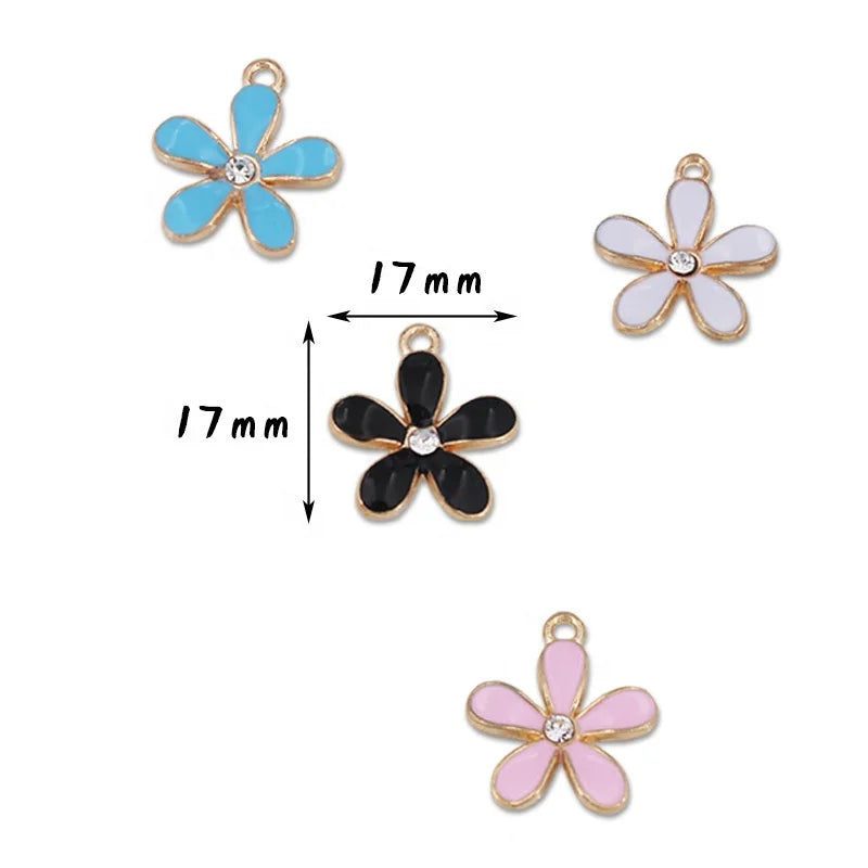 Gold Plated Zinc Alloy Tiny Keepsake Enamel Daisy Flower Charms DIY Jewelry Making for Baby Pins