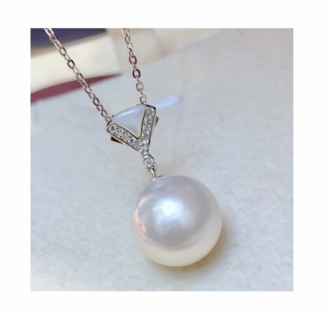 P450 12-13mm DIY Natural  Freshwater Pearl Charm Pendant Necklace Chain Accessory 925 Sterling Silver Jewelry for Women