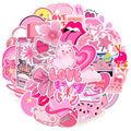 50pcs PVC pink VSCO Aesthetic Graffiti Custom Decorative Sticker Pack for Laptop Luggage  Girl Notebook