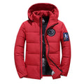 Wholesale Hooded Windproof Cotton Filled Varsity Jacket Red Unisex Winter Solid Lined Jackets