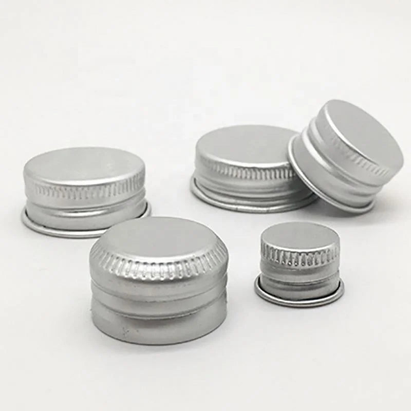 18mm 20mm 22mm 24mm 28mm Silver Aluminum Lid Continuous Thread Cover Screw Aluminium Caps for Glass Bottles