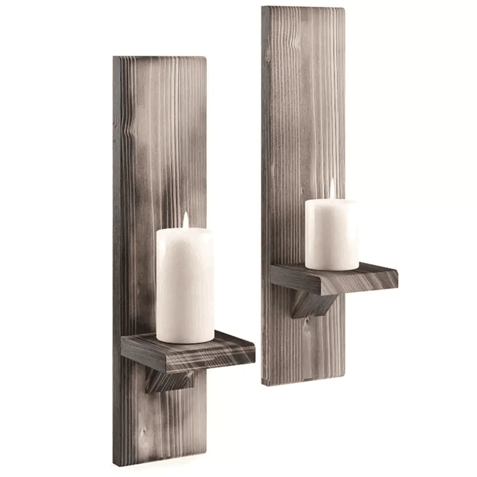 JUNJI Rustic Elegant Wooden Wall-mount Shelf Candle Holders Best Selling French Farmhouse Vintage Decor