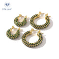 Add Some Sparkle to Your Look with Shimmering Zircon Hoop Earrings in 18k Gold-Plated Stainless Steel