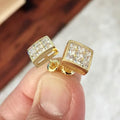 Huitan 2026 New Trend Gold Plated Earrings Bling Diamond CZ Cubic Zirconia Earrings Classical Square Women Stud Earrings