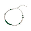 Round and square Beads Bracelet 925 Sterling Silver Round Greenstone Chain Bracelet for Women Wholesale