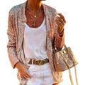 2026 New Women's Long Sleeved Sequined Anti-Wrinkle Viscose/Polyester Blazer Woven Solid Style Single Button Closure Jacket