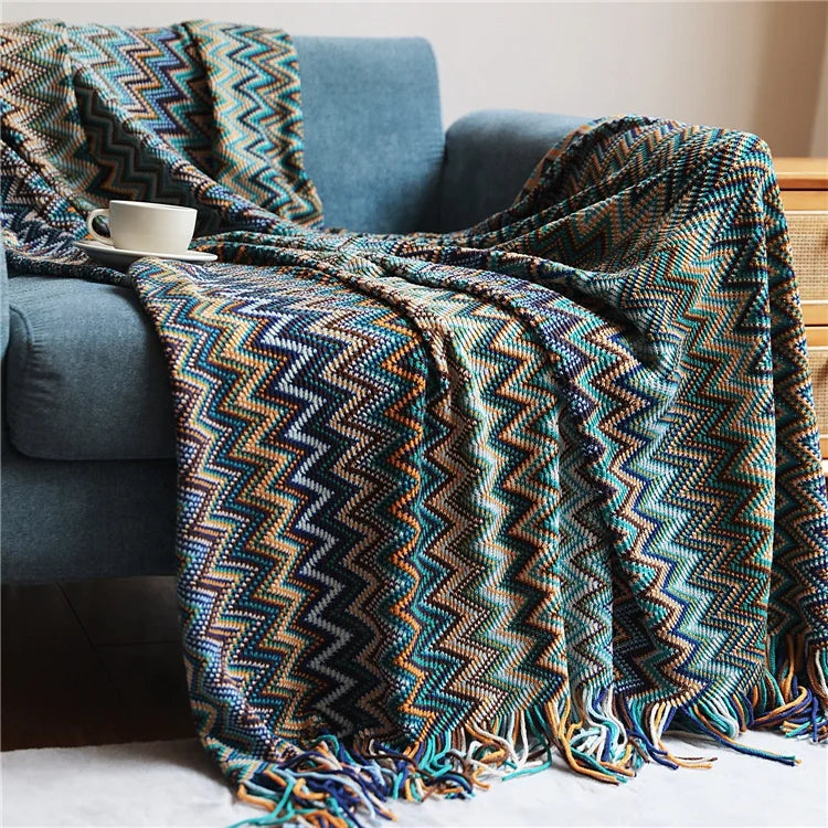 Hot Sale Brown Office Warm  Bohemian Sauna Blanket for Women China Blanket With Tassel for Winter