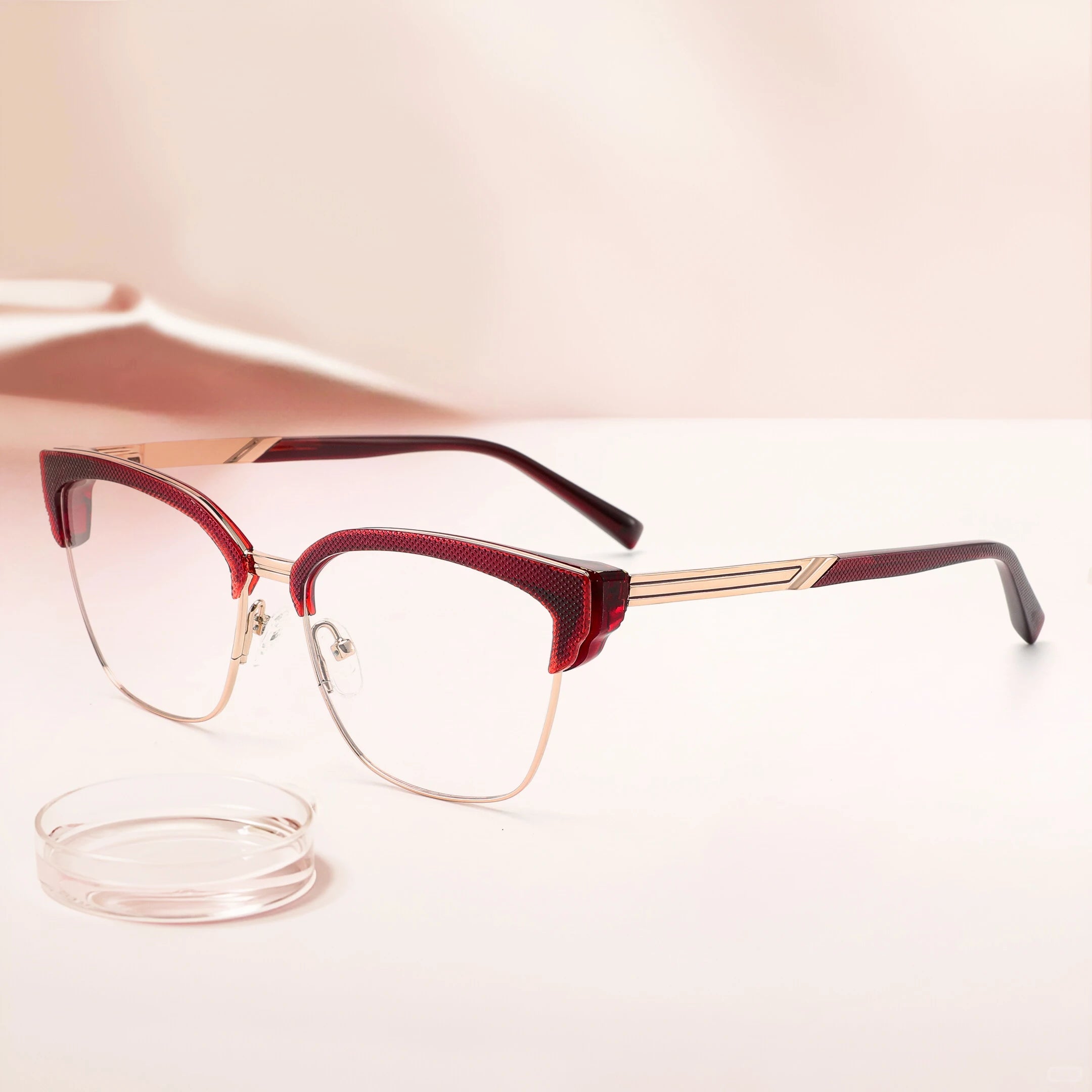 New Vintage Women's Metal Cat Eye Optical Frame Comfortable Spring Hinge Eyeglasses Fashion Semi-Metal Rim Eye Protection All