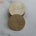 Newborn Baby Months Laser Wood Cutting Engraver Milestone Discs Markers Sign Cards Shower Gift Announcemnet Wooden Photography