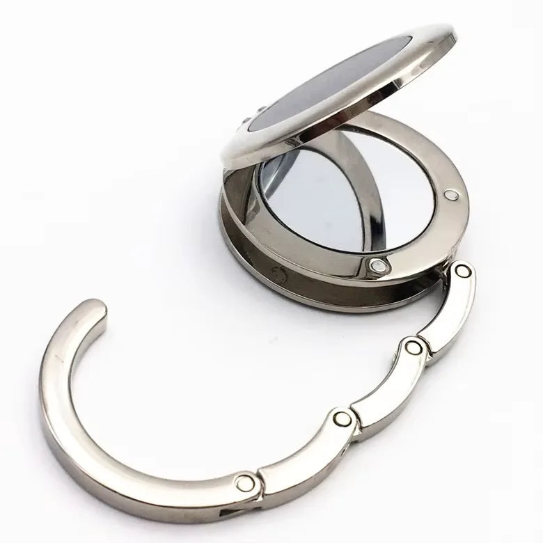 Factory Quality Portable Bag Hanger Hook Beautiful Lady Custom Hidden Inside Hooks Rhinestone Mirror Purse Hook Bag Hanger