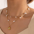 Minimalist 4mm and 6mm Pearl Bead Layered Necklace Bracelet Jewelry Dainty 18K Gold Plated Stainless Steel Choker Necklace Sets