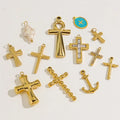 Stainless Steel Cross Anchor Pendant Charms Natural Freshwater Pearl Cross Necklace Accessories