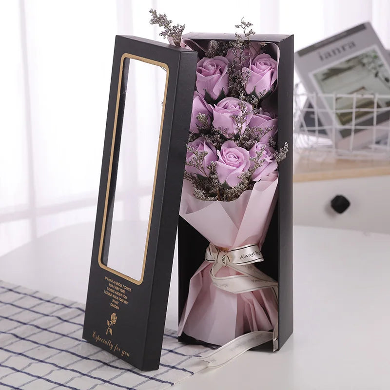 Wholesale Soap Rose Flower Bouquet Flower Artificial Colorful Rose Soap Flower With Box for Valentine's Day Gift