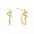 LOZRUNVE 925 Silver Vintage Texture Snake Hook Earring Gold Filled Jewelry
