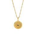Trendy 18K Gold Plated Stainless Steel Necklace Octagon Star Geometric Signet Black Diamond for Anniversaries Chic Chains Style