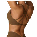 Women Front Twist Gym Wear Soft Nude Feeling Strappy Cross Back Sports Bra High Strength Fitness Workout Yoga Tops