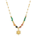 New Fashion Hot Sell Bohemian Style Beaded Sun Shaped Titanium Steel Pendant Neck Chain Niche Versatile Necklace Jewelry