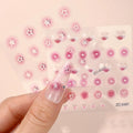 Full Beauty 5D Acrylic Flowers Nail Stickers White Lace Wedding Design Simple Flower Embossed Sliders DIY Nails Accessories