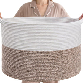 Custom Logo Large Toys and Clothes Woven Cotton Rope Laundry Nursery Hamper Storage Baskets Collapsible for Baby Nursery