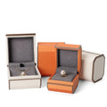 2024 Hot New Jewelry Box Pu Leather Gold Color Customize Packaging logo Polygonal Jewelry Ring Set Box