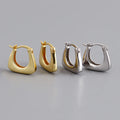 Fine Jewelry 925 Sterling Silver 18k Gold Plated Geometric Irregular U Shaped Square Hoop Earrings for Women