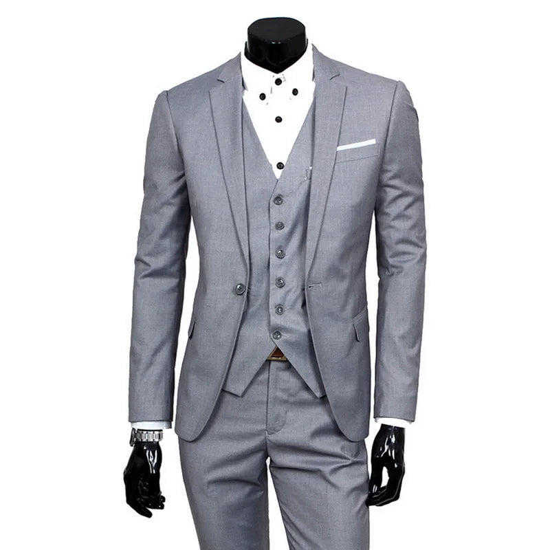 Men's Suits Groom Wedding Ball Suits British Slim Tuxedo Men's Formal Business Overalls 3-piece Suits (jacket + Pants + Vest)