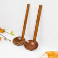 Japanese Style Soup Spoon Solid Porridge Restaurant Custom Logo Tortoise Pot Stirring Wooden Ramen Spoons With Long Handle