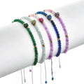 Bohemian Natural 4MM Stone Square Colorful Emperor Stone Stainless Steel Beads Women's Simple Design Macrame Beaded Brace