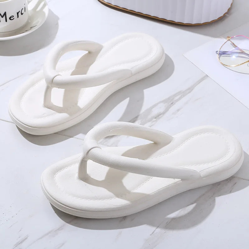 Women's Solid Colour Fashion Flip-flops New Thick Bottom Non-slip Ladies Slippers Summer Beach Casual Women's Shoes Walking