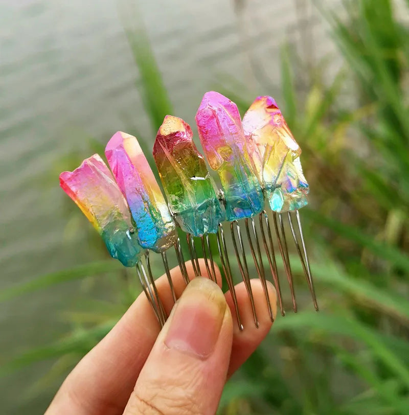 Diy Raw Crystal Hair Pin Piece Rainbow Crystal Jewelry Crystal Hair Accessories Hair Pindants for Wedding Jewelry