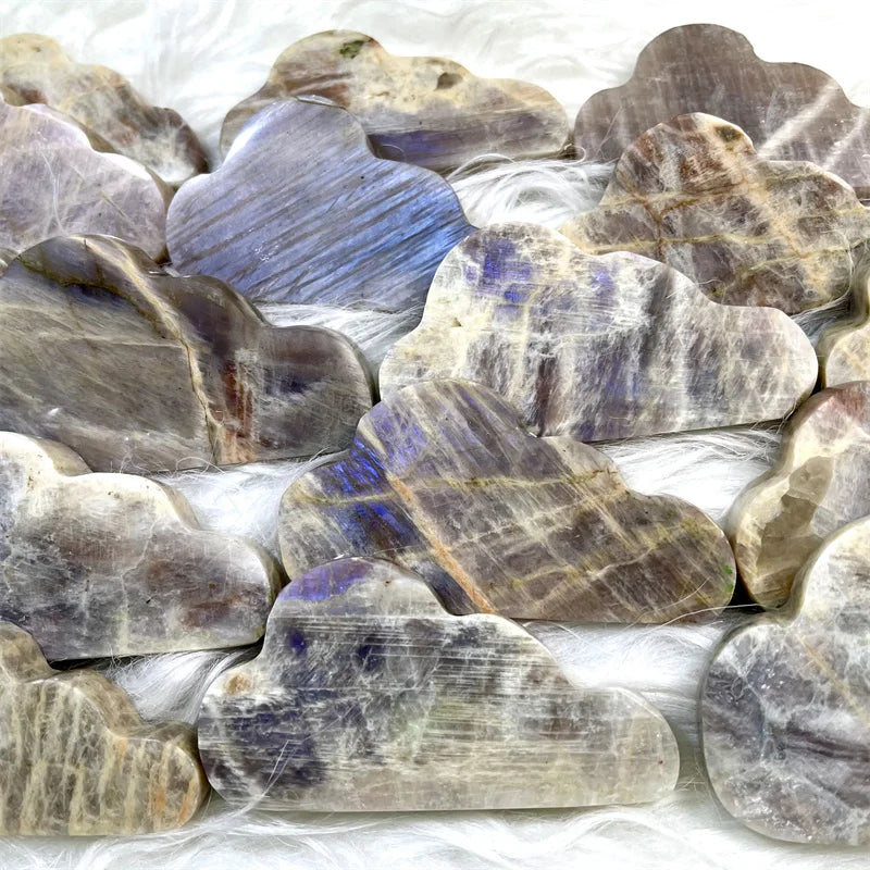 New Arrival Bulk Sale Hand Carved Natural Healing Crystal Blue Moon Stone Cloud for Decoration Gift