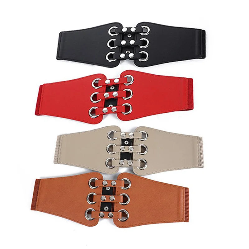 Women's Stretchy Belt for Dresses Jumpsuit Coat Vintage Elastic Wide Waist Belt Waistband