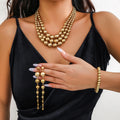 Zooying New Arrival Hip Hop Layered Geometric Round Metal Beads Choker Necklace Jewelry Set for Women