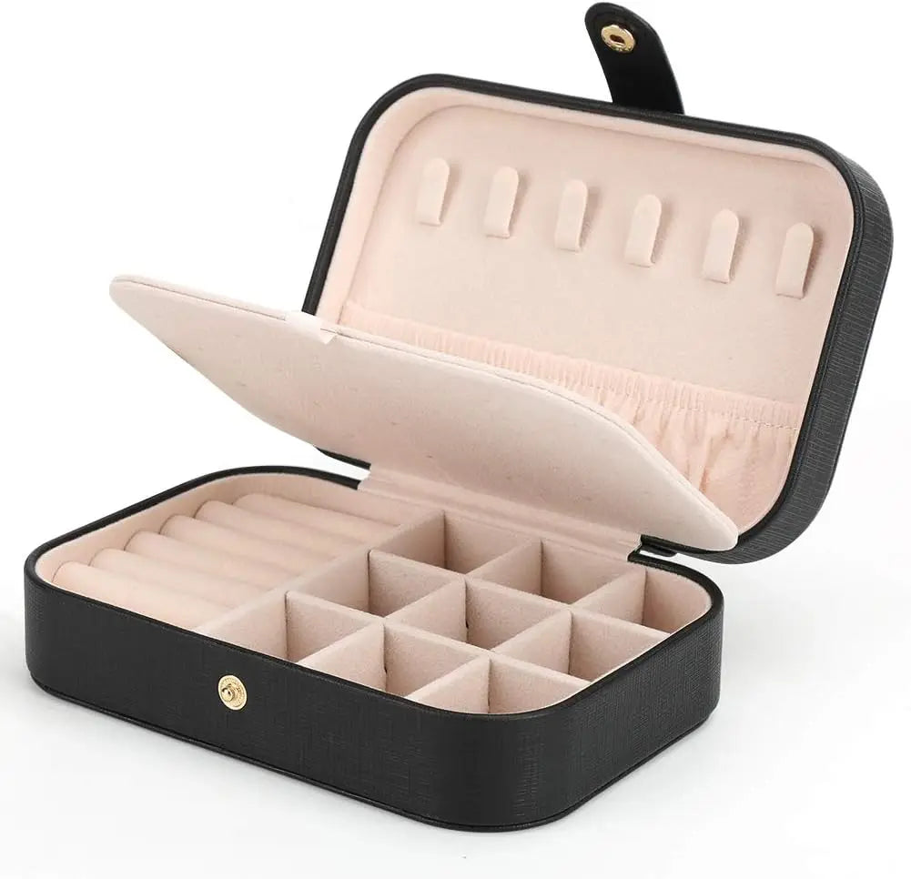 Portable PU Leather Mini Jewelry Travel Case Small Organizer Storage for Girls/Women's Earrings Convenient Travel Jewelry Box MegaBDM