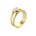 Fashion Fine Jewelry Stainless Steel Gold Plated Heart Ring Diamond Wedding Ring for Women