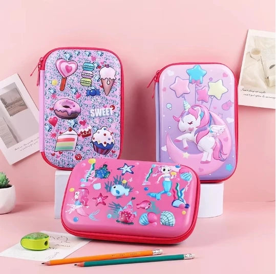 3d Eva Large Capacity Pencil Bag Pu Material Customized Logo Children's Pencil Case Student's Favorite School Supplies