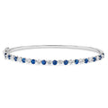 Deluxe Women's Sapphire Cubic Zircon Two Kinds of Stones 925 Sterling Silver Bangle Bracelet