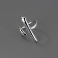 Fashion Bijoux Solid 925 Sterling Silver Geometric Double Open Bar Rings for Women Jewelry