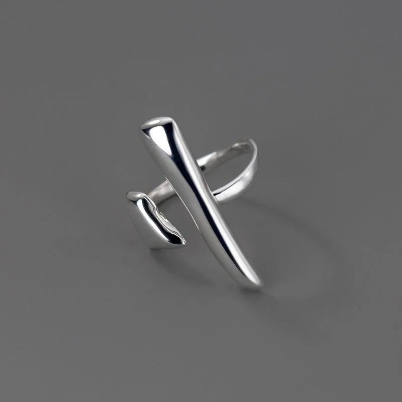 Fashion Bijoux Solid 925 Sterling Silver Geometric Double Open Bar Rings for Women Jewelry